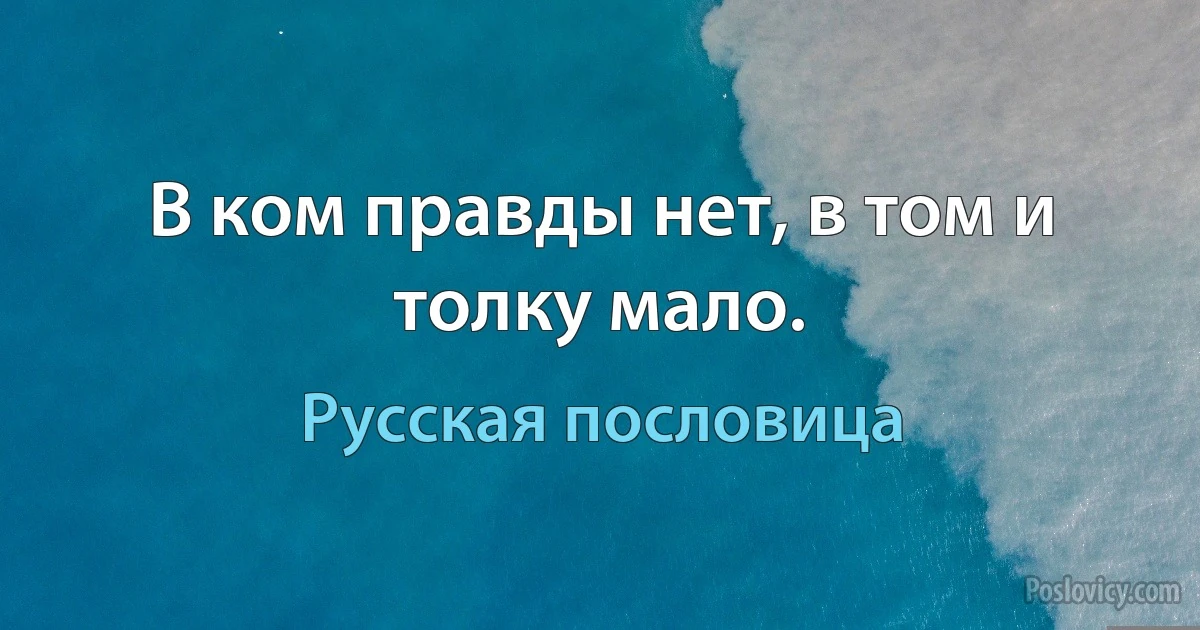 В ком правды нет, в том и толку мало. (Русская пословица)