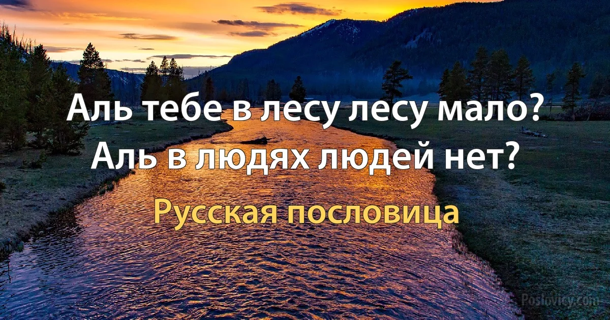 Аль тебе в лесу лесу мало? Аль в людях людей нет? (Русская пословица)