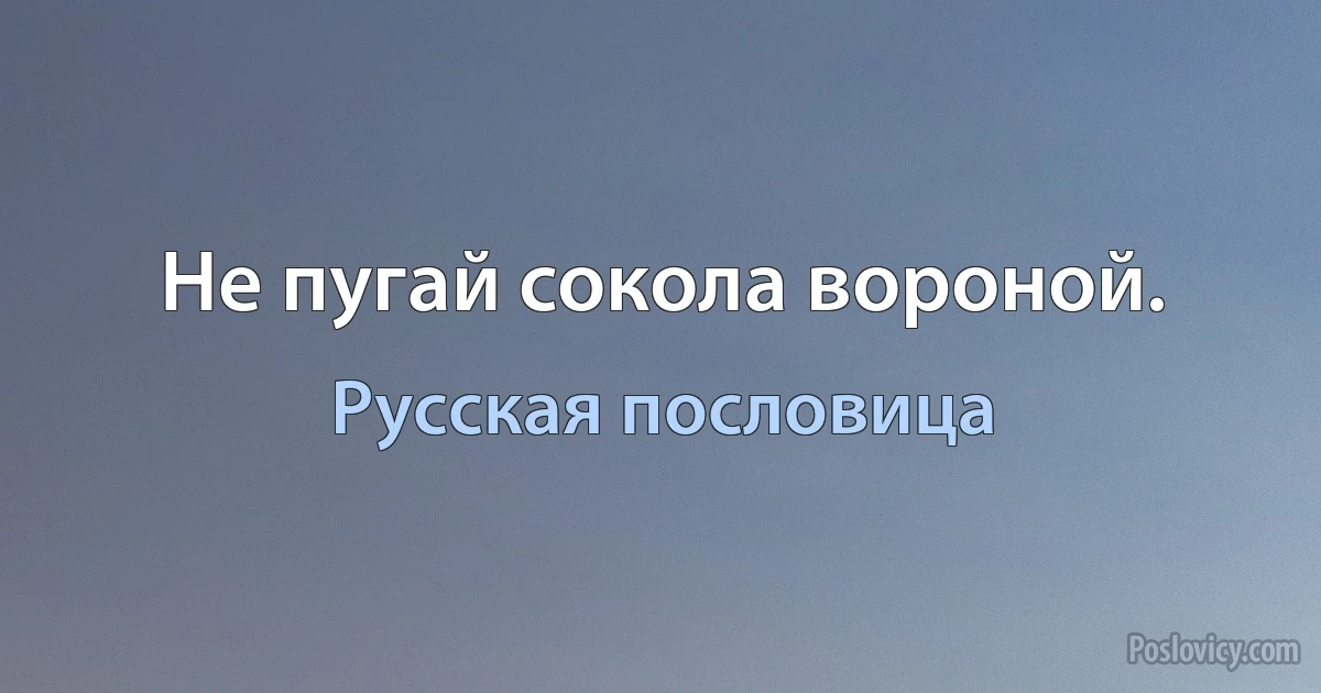 Не пугай сокола вороной. (Русская пословица)