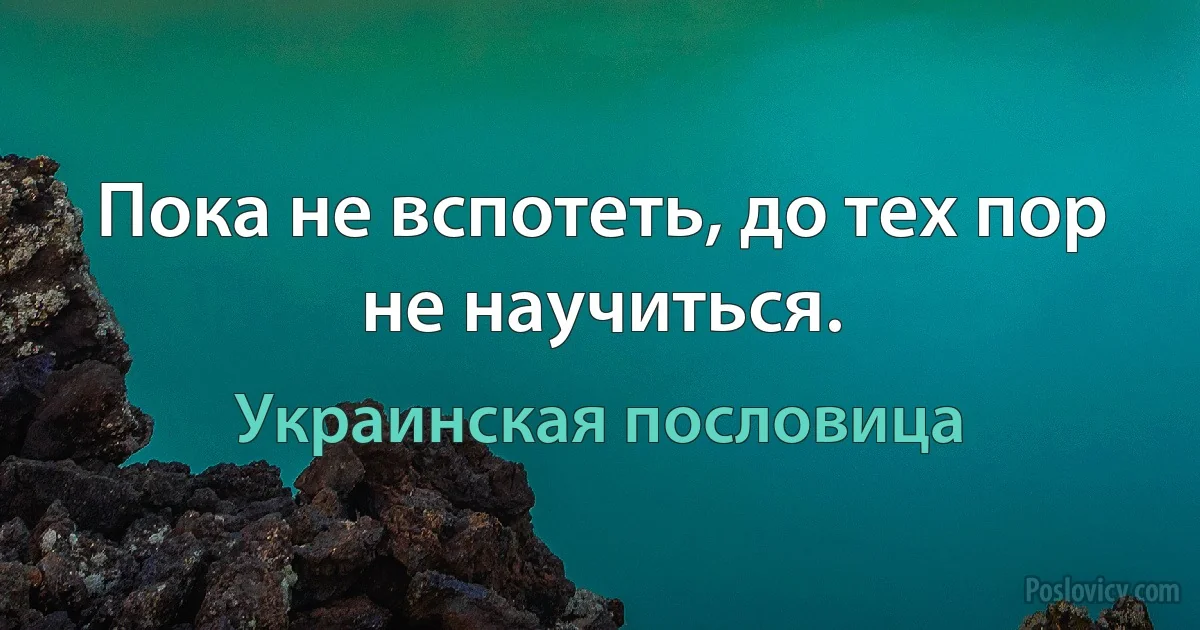 Пока не вспотеть, до тех пор не научиться. (Украинская пословица)