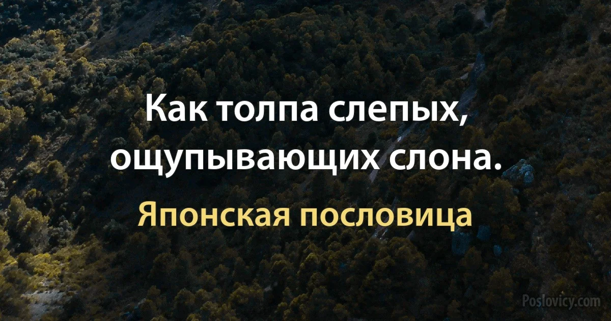 Как толпа слепых, ощупывающих слона. (Японская пословица)