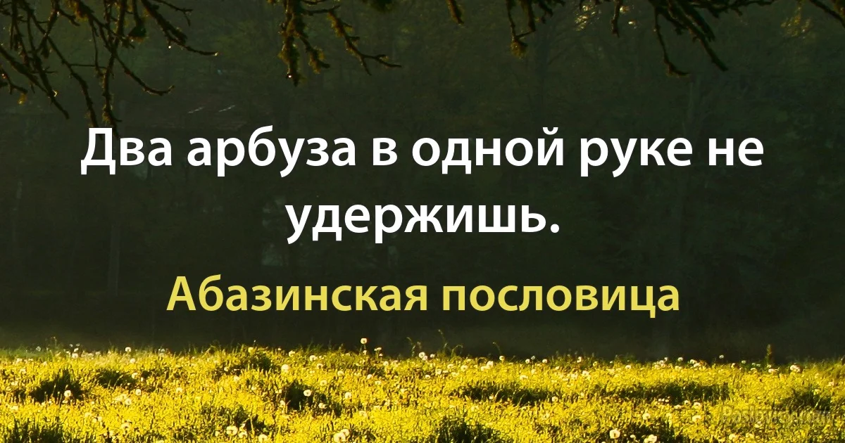 Два арбуза в одной руке не удержишь. (Абазинская пословица)