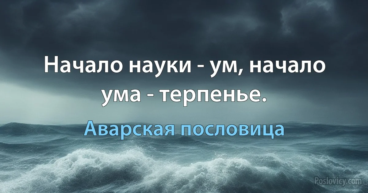 Начало науки - ум, начало ума - терпенье. (Аварская пословица)