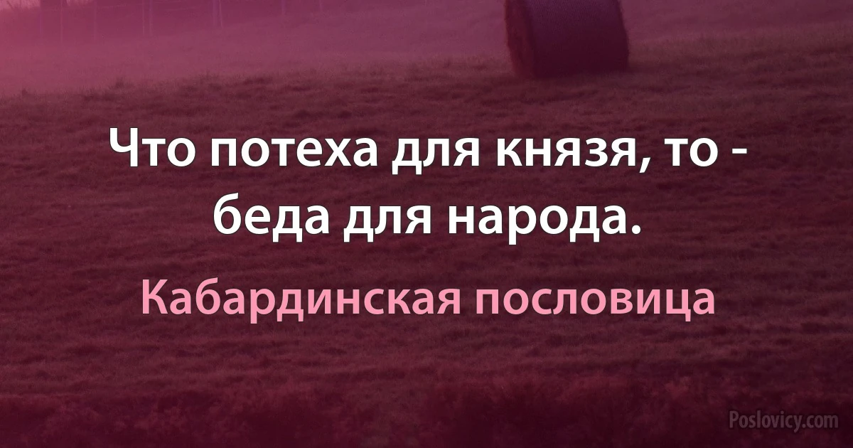 Что потеха для князя, то - беда для народа. (Кабардинская пословица)