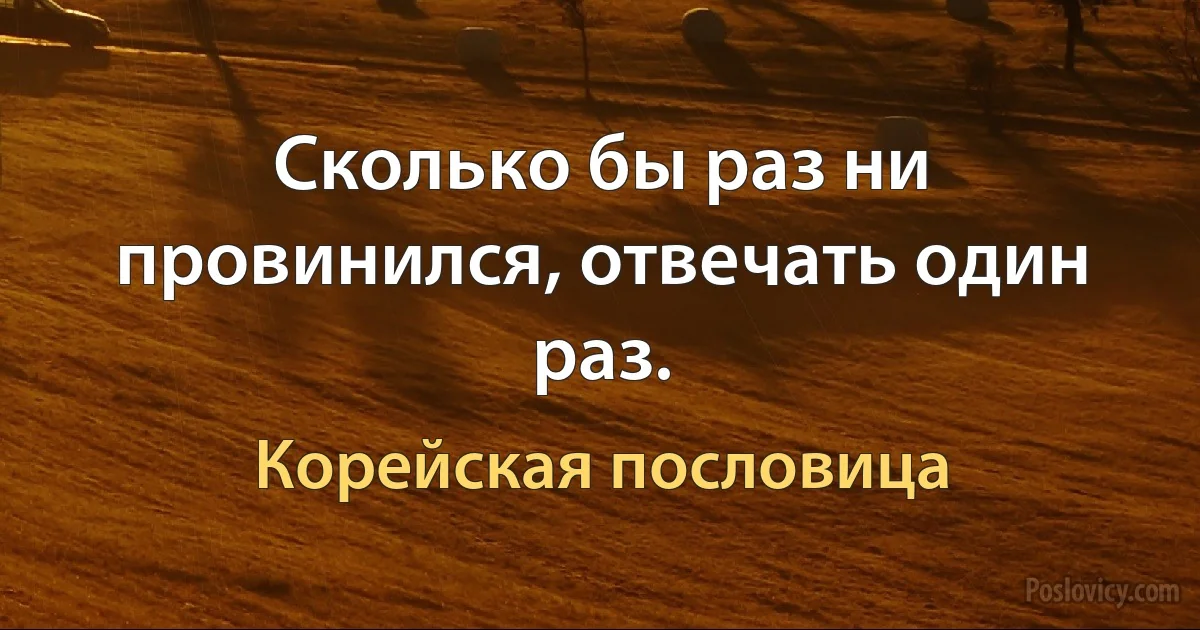 Сколько бы раз ни провинился, отвечать один раз. (Корейская пословица)