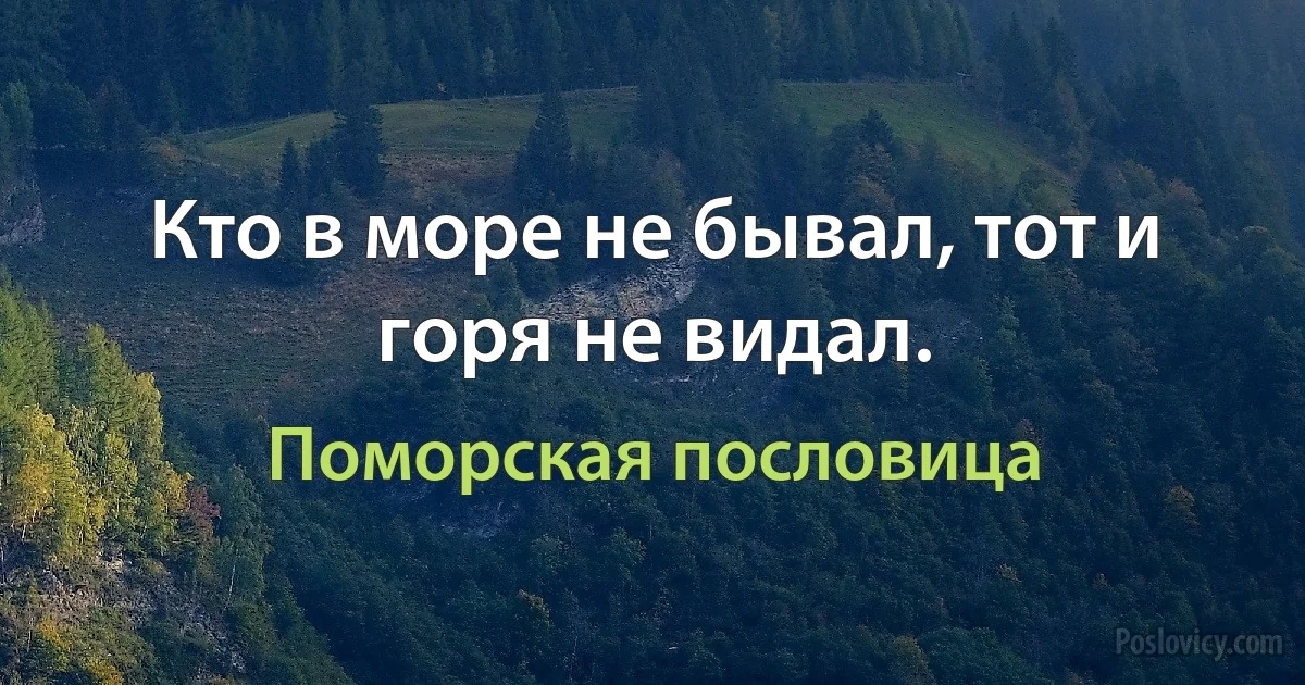 Кто в море не бывал, тот и горя не видал. (Поморская пословица)