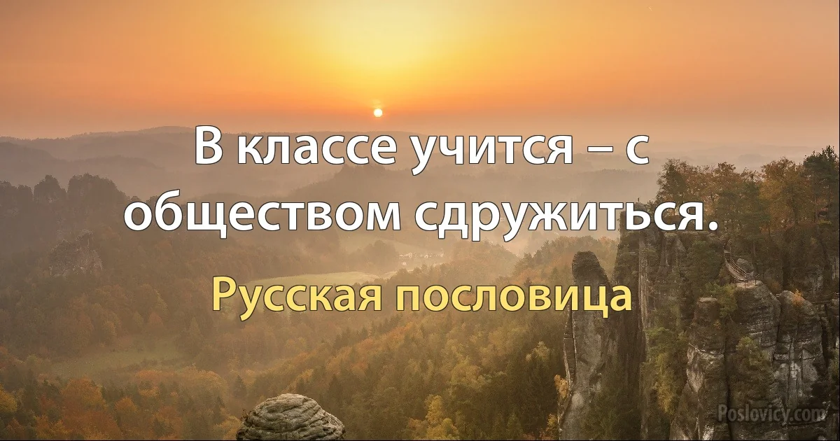 В классе учится – с обществом сдружиться. (Русская пословица)