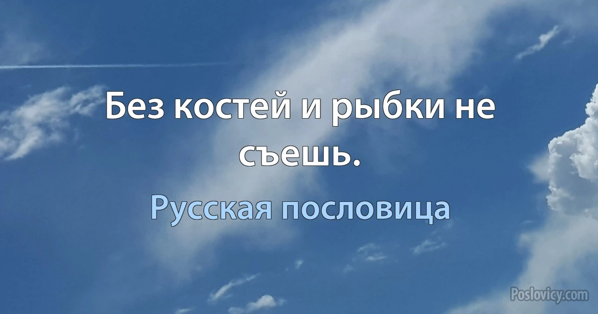 Без костей и рыбки не съешь. (Русская пословица)