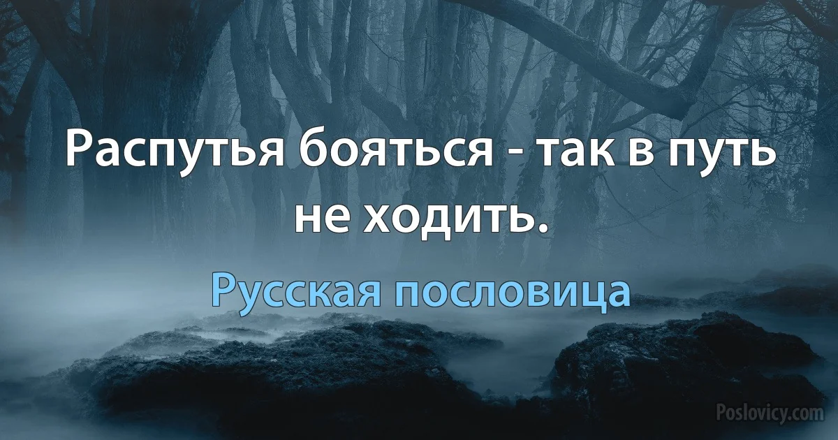 Распутья бояться - так в путь не ходить. (Русская пословица)