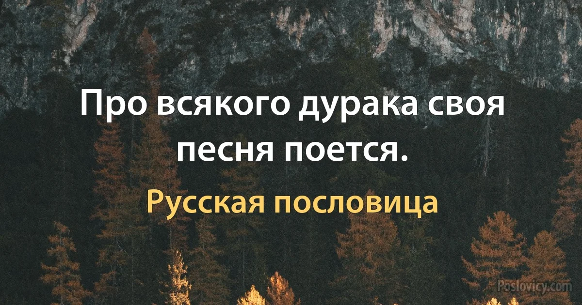 Про всякого дурака своя песня поется. (Русская пословица)