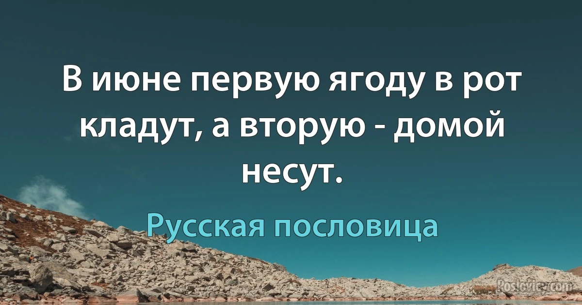 В июне первую ягоду в рот кладут, а вторую - домой несут. (Русская пословица)