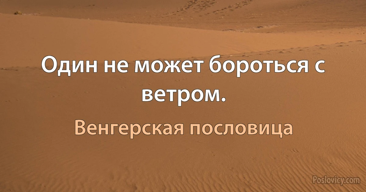 Один не может бороться с ветром. (Венгерская пословица)