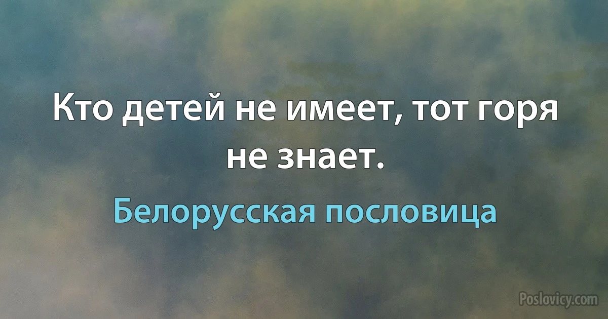 Кто детей не имеет, тот горя не знает. (Белорусская пословица)