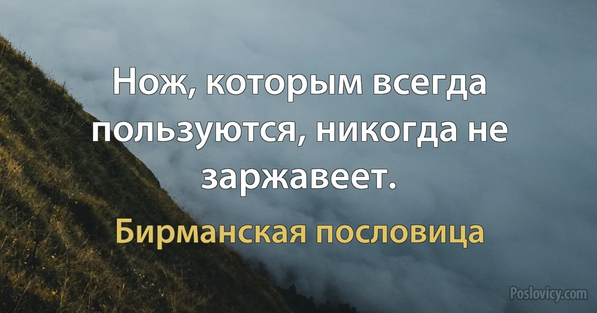 Нож, которым всегда пользуются, никогда не заржавеет. (Бирманская пословица)