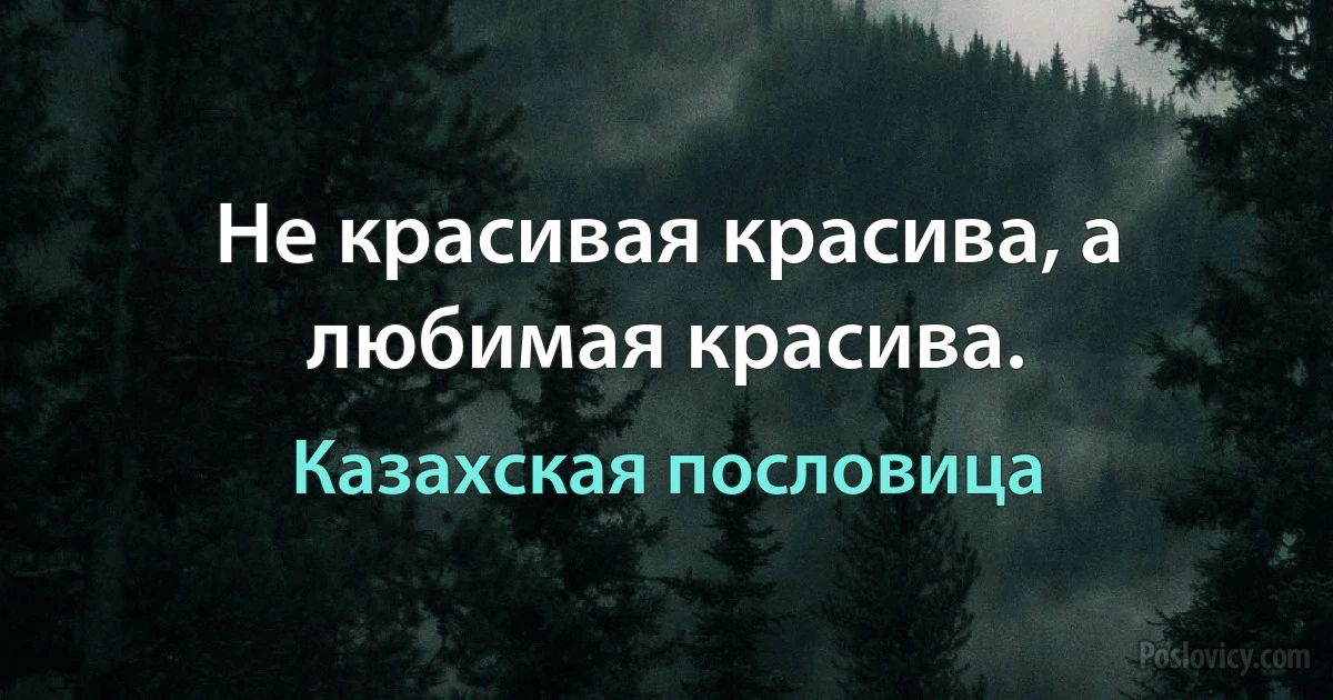 Не красивая красива, а любимая красива. (Казахская пословица)