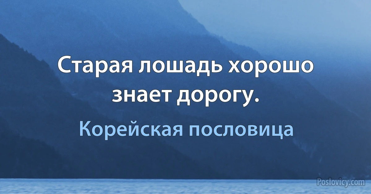 Старая лошадь хорошо знает дорогу. (Корейская пословица)