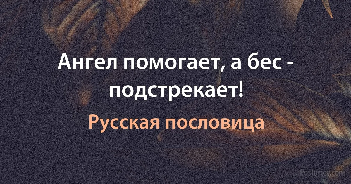 Ангел помогает, а бес - подстрекает! (Русская пословица)