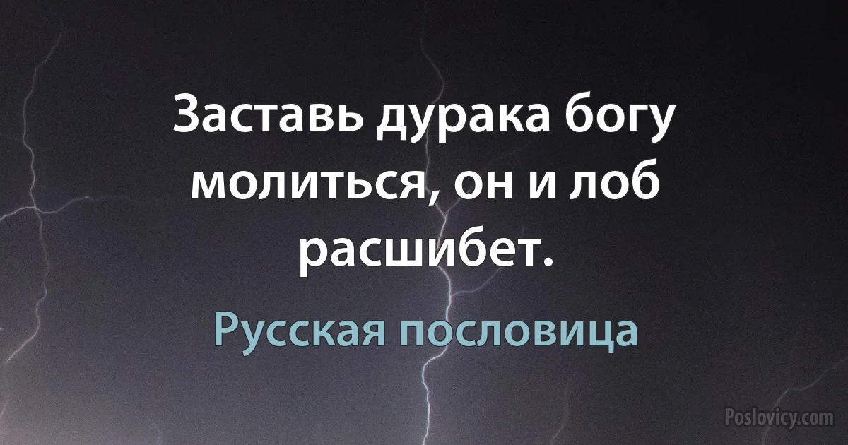 Заставь дурака богу молиться, он и лоб расшибет. (Русская пословица)