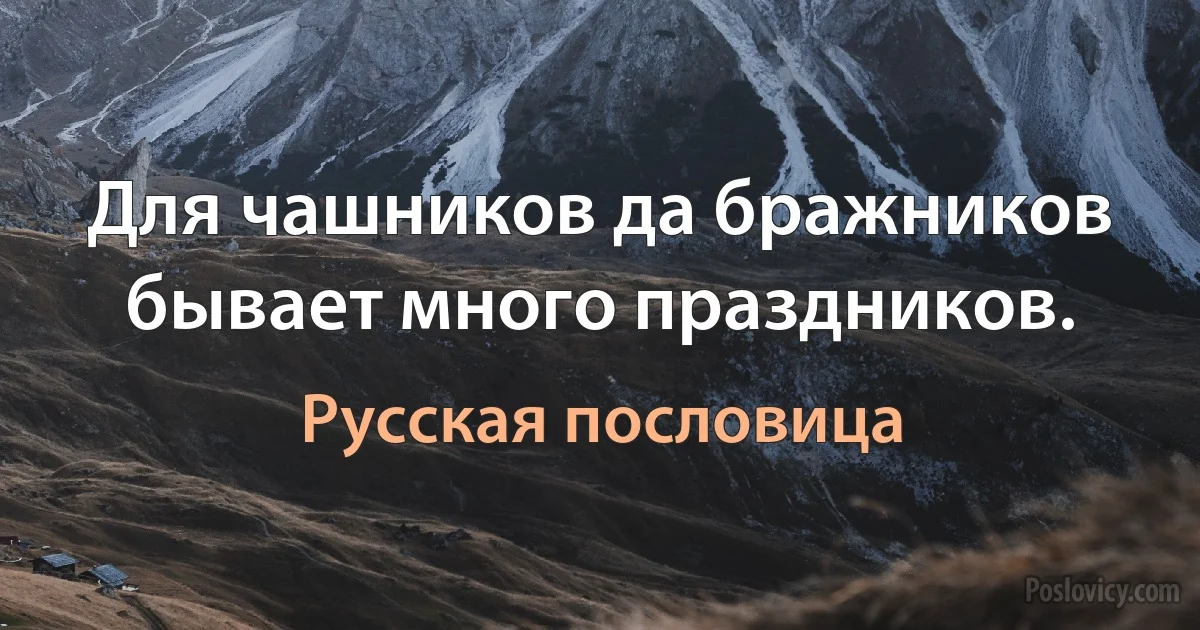 Для чашников да бражников бывает много праздников. (Русская пословица)