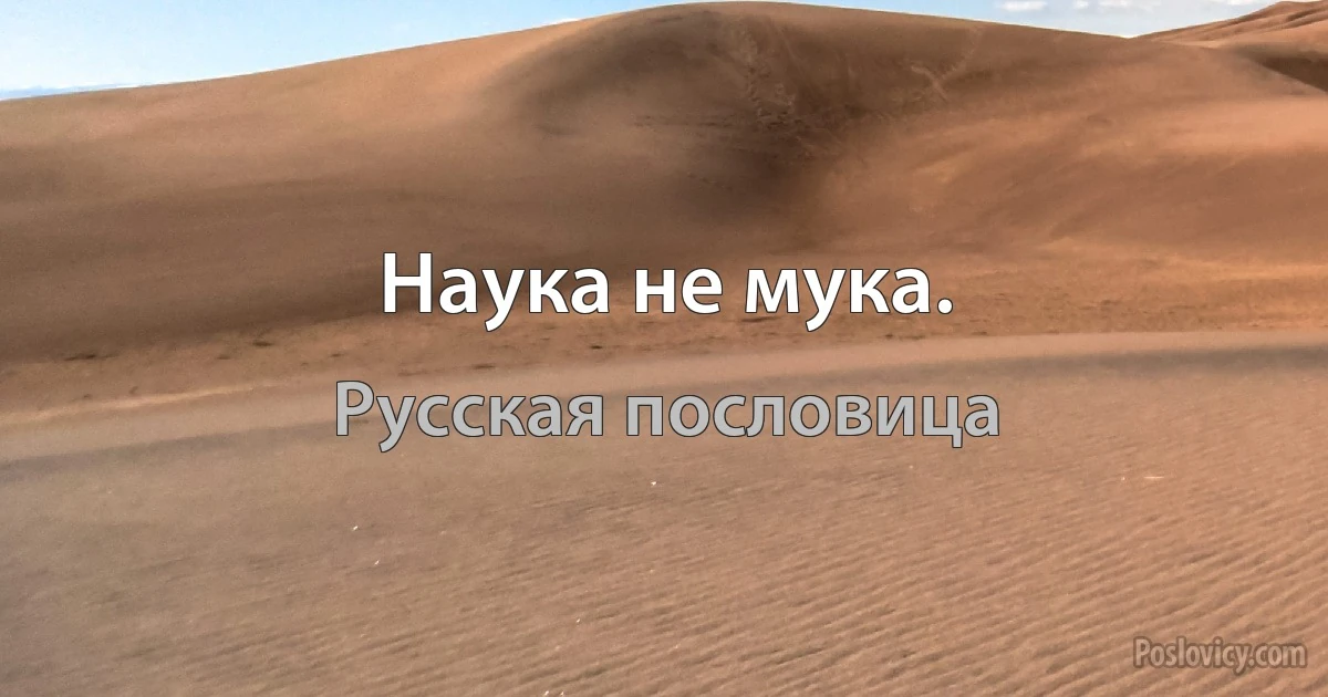 Наука не мука. (Русская пословица)