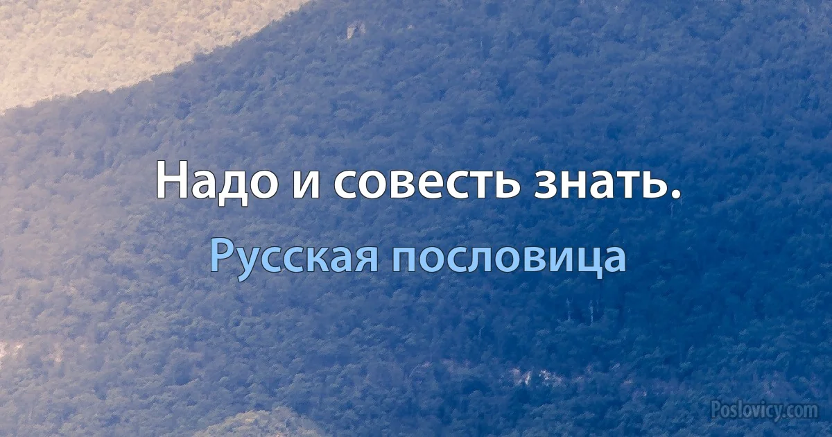 Надо и совесть знать. (Русская пословица)