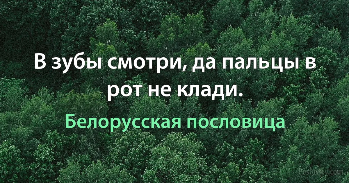 В зубы смотри, да пальцы в рот не клади. (Белорусская пословица)