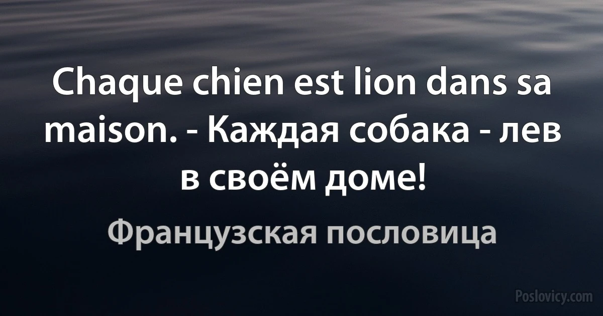 Chaque chien est lion dans sa maison. - Каждая собака - лев в своём доме! (Французская пословица)