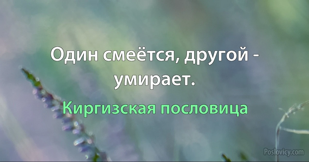 Один смеётся, другой - умирает. (Киргизская пословица)