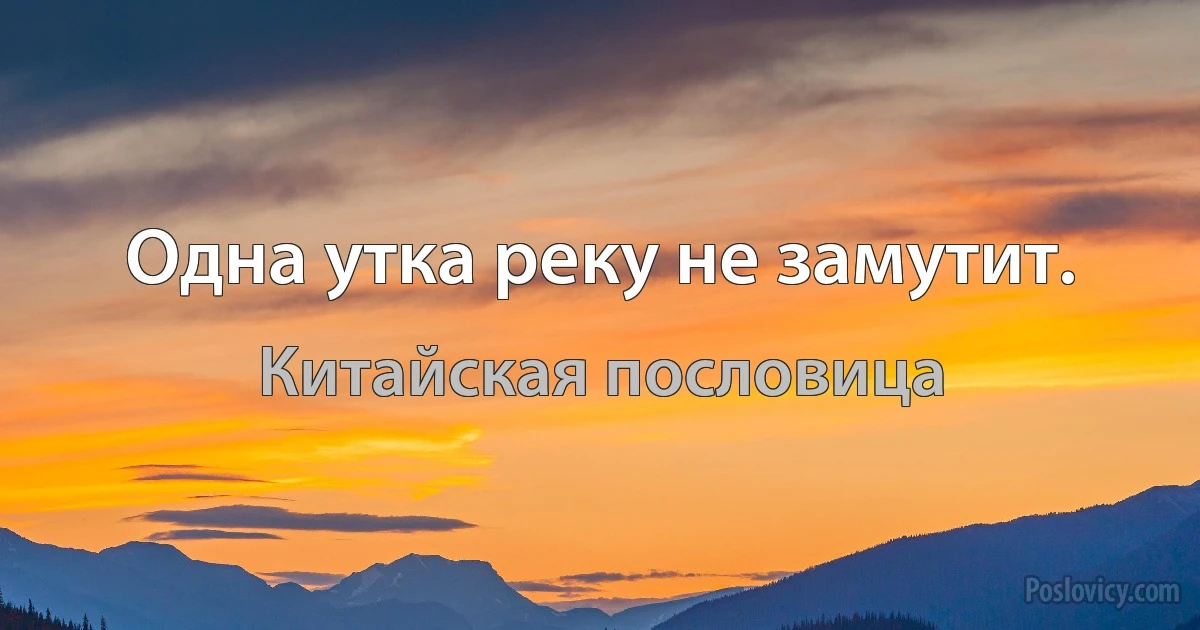 Одна утка реку не замутит. (Китайская пословица)