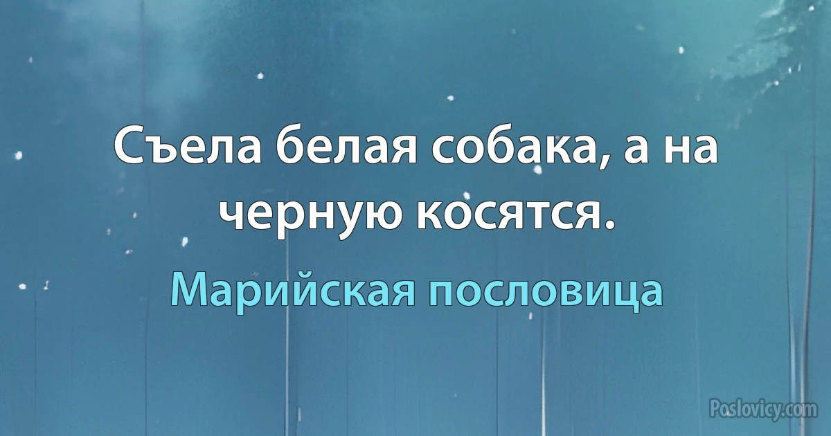 Съела белая собака, а на черную косятся. (Марийская пословица)