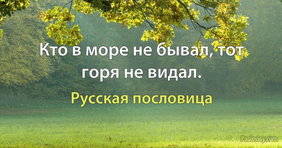 Кто в море не бывал, тот горя не видал. (Русская пословица)