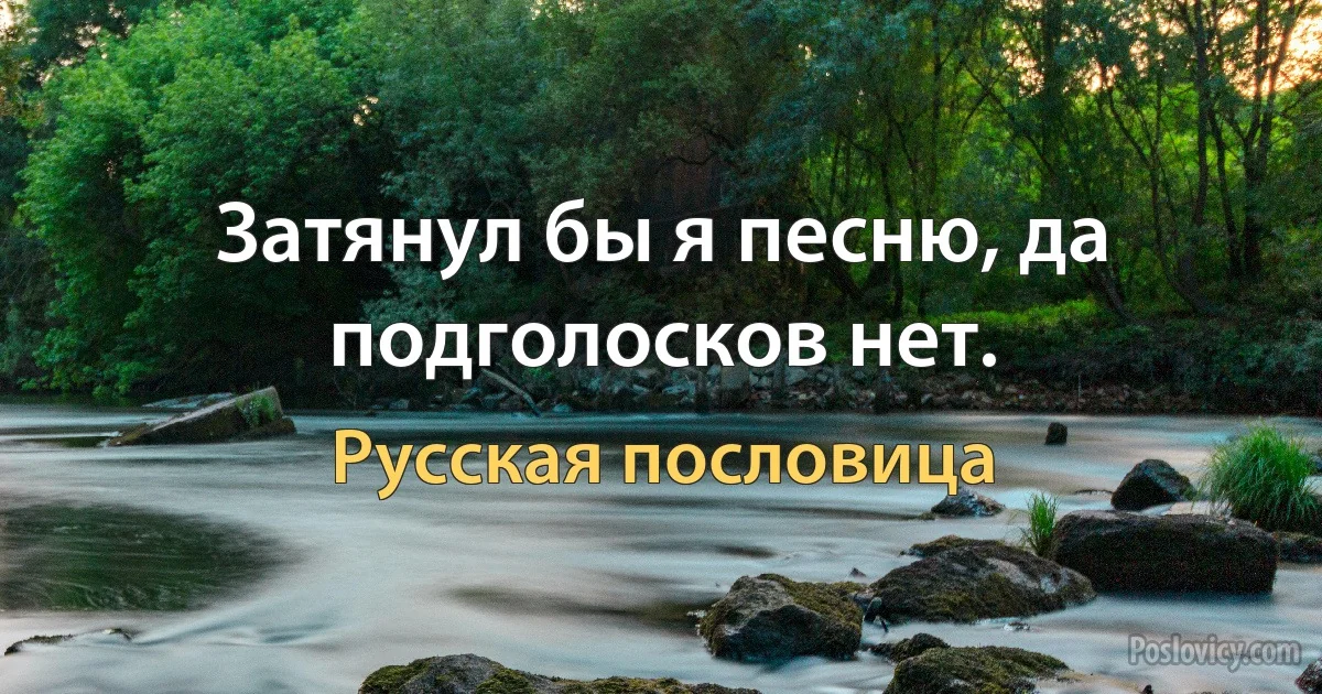 Затянул бы я песню, да подголосков нет. (Русская пословица)