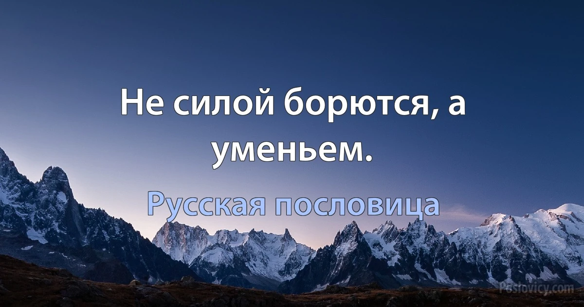 Не силой борются, а уменьем. (Русская пословица)