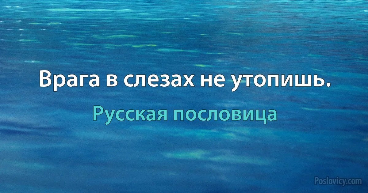 Врага в слезах не утопишь. (Русская пословица)