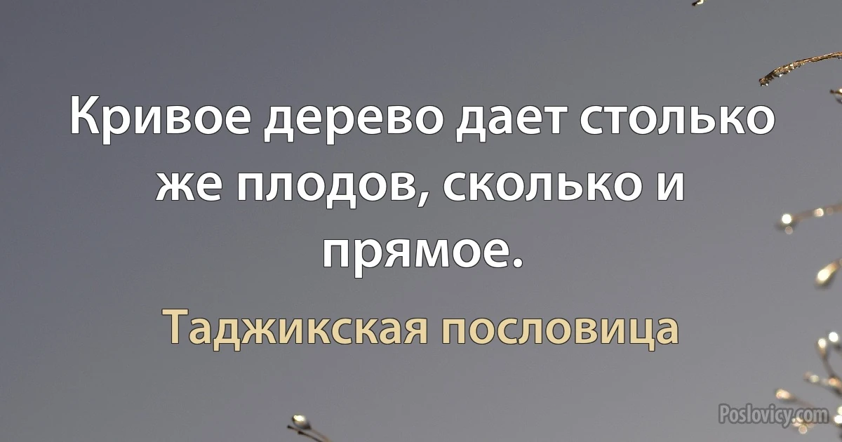 Кривое дерево дает столько же плодов, сколько и прямое. (Таджикская пословица)