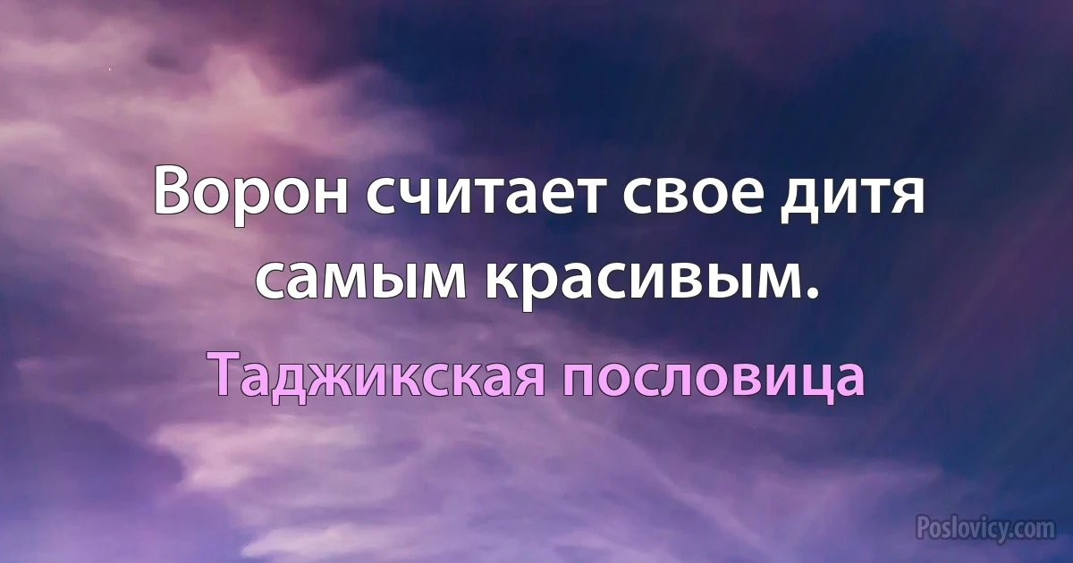 Ворон считает свое дитя самым красивым. (Таджикская пословица)