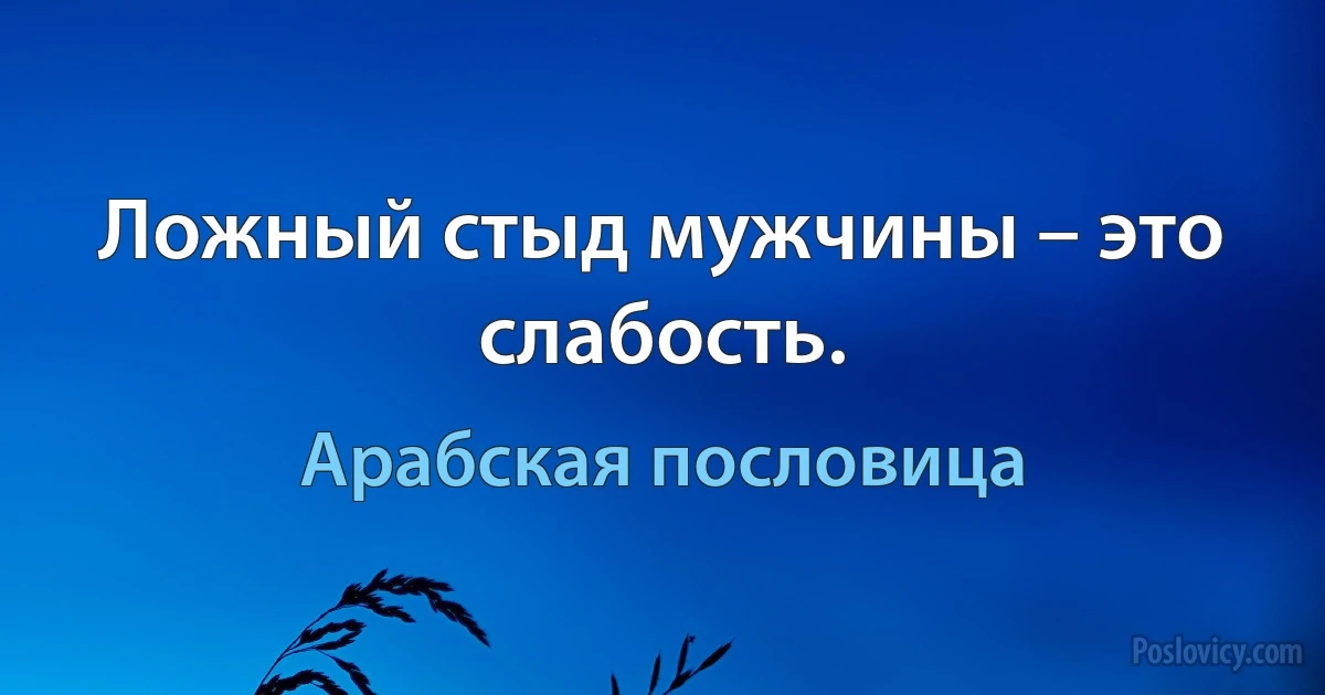 Ложный стыд мужчины – это слабость. (Арабская пословица)