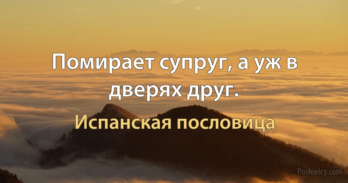 Помирает супруг, а уж в дверях друг. (Испанская пословица)