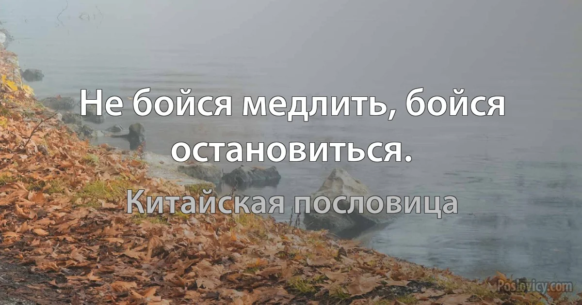 Не бойся медлить, бойся остановиться. (Китайская пословица)