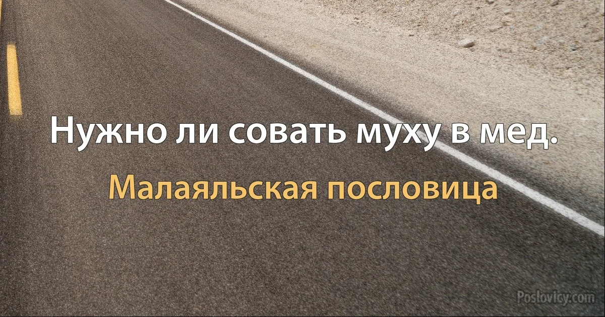 Нужно ли совать муху в мед. (Малаяльская пословица)