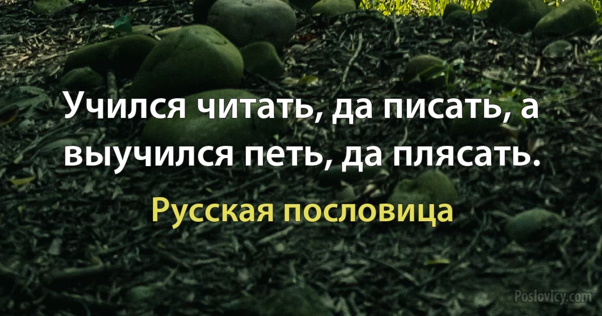 Учился читать, да писать, а выучился петь, да плясать. (Русская пословица)