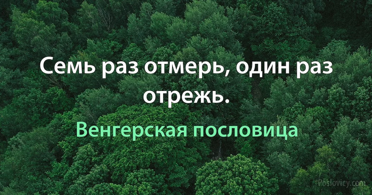 Семь раз отмерь, один раз отрежь. (Венгерская пословица)