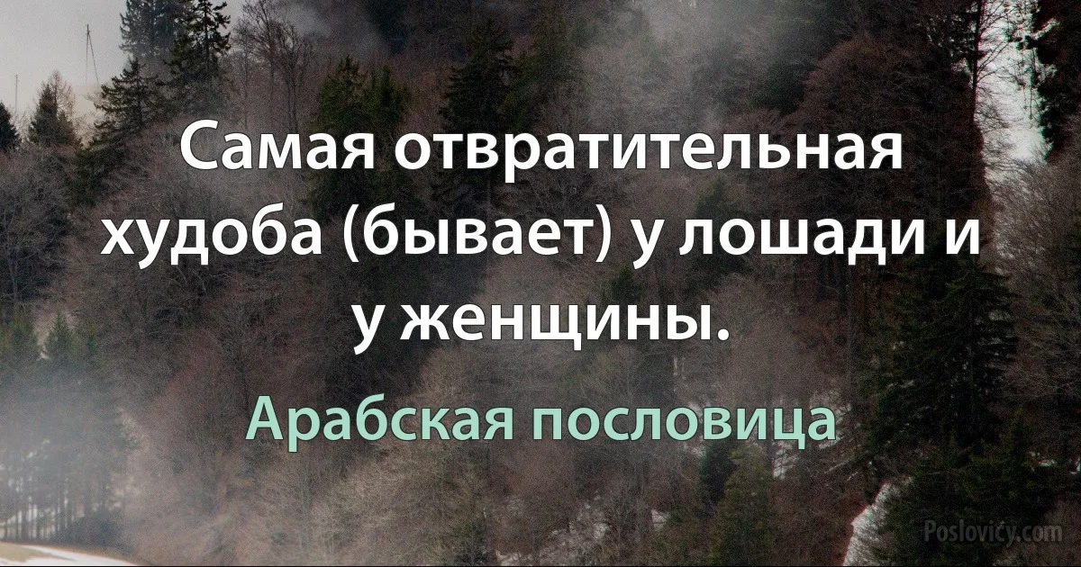 Самая отвратительная худоба (бывает) у лошади и у женщины. (Арабская пословица)