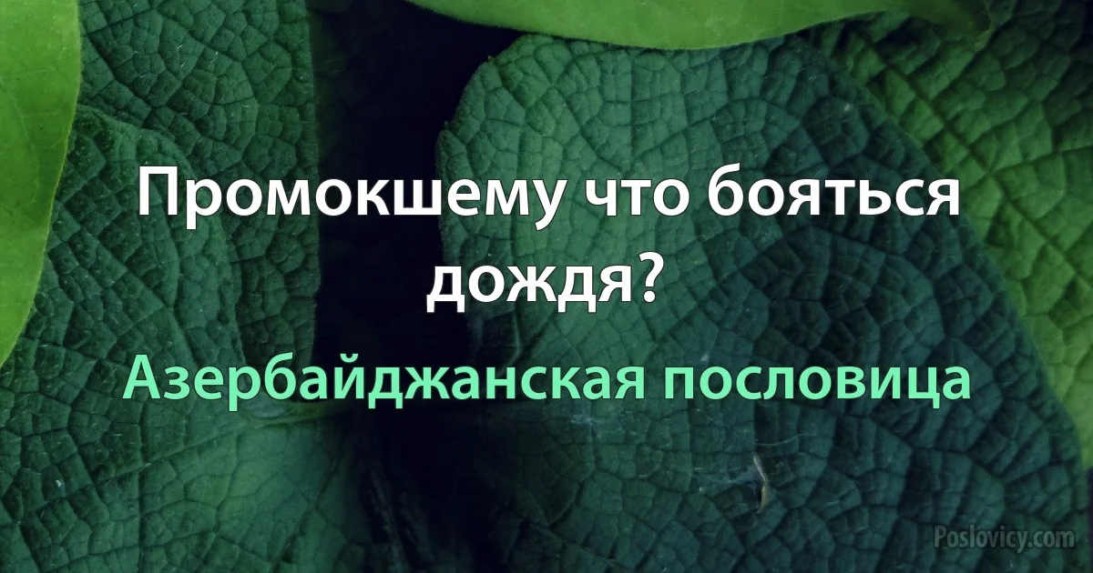 Промокшему что бояться дождя? (Азербайджанская пословица)