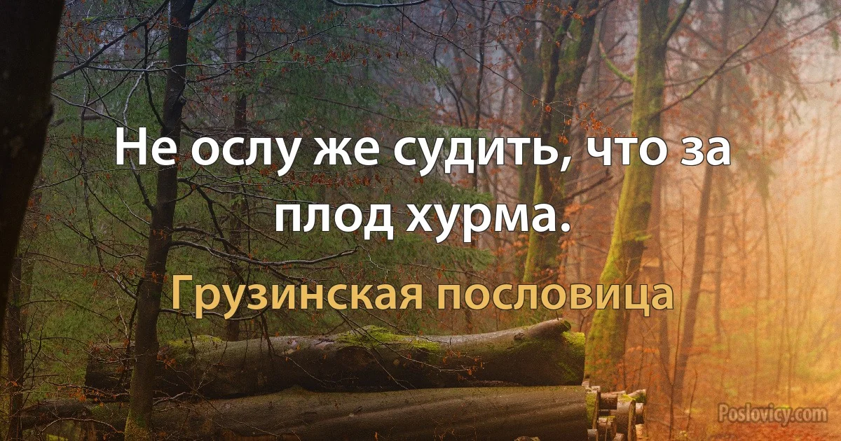 Не ослу же судить, что за плод хурма. (Грузинская пословица)