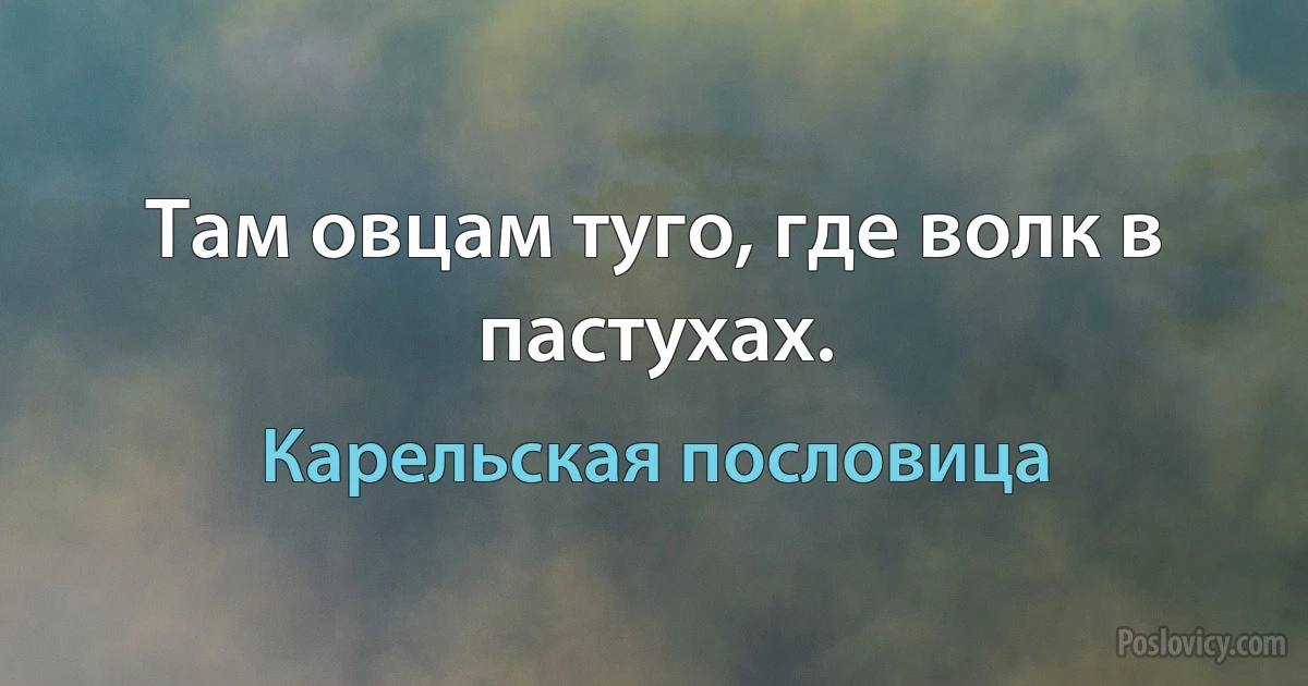 Там овцам туго, где волк в пастухах. (Карельская пословица)