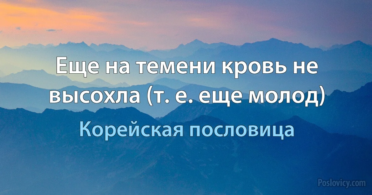 Еще на темени кровь не высохла (т. е. еще молод) (Корейская пословица)