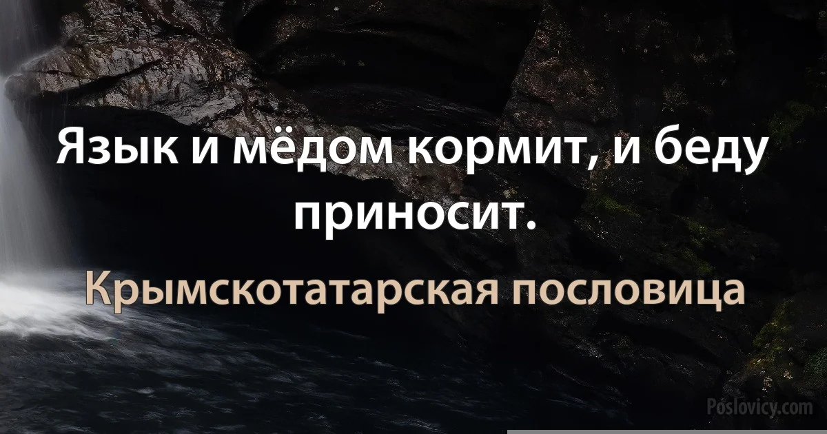 Язык и мёдом кормит, и беду приносит. (Крымскотатарская пословица)