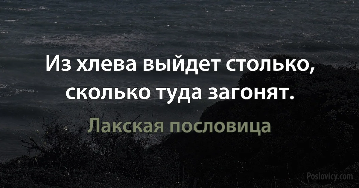 Из хлева выйдет столько, сколько туда загонят. (Лакская пословица)