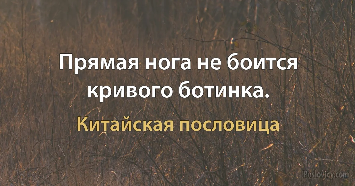 Прямая нога не боится кривого ботинка. (Китайская пословица)